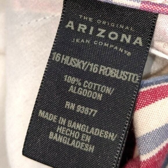 Arizona 16 Husky 31 waist Red, White Plaid 100% Cotton Cargo Shorts Pockets 39h - Picture 4 of 8
